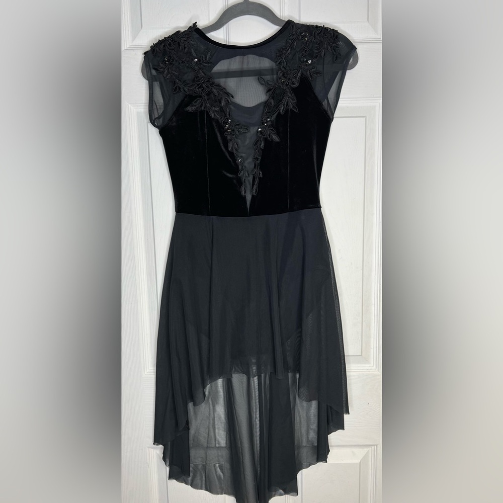 Weissman Elite Velvet Cap Sleeve Mesh Dance Dress Size Intermediate Child IC NEW - Picture 2 of 9